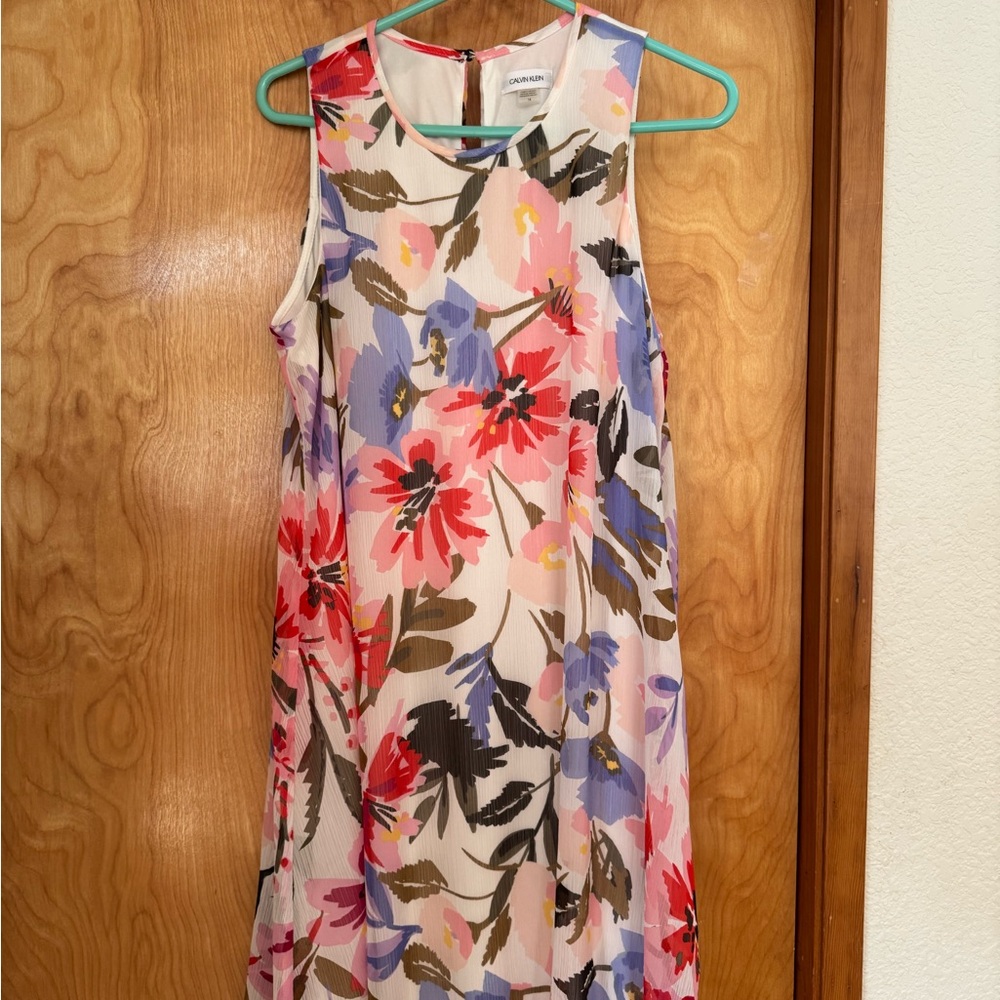 Calvin Klein floral shift/swing dress, size 14, NWT